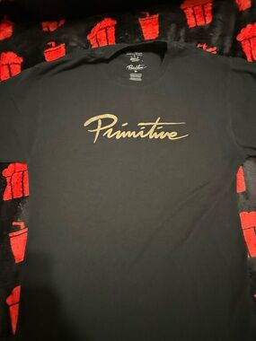 Champion Black Short Sleeve Tee with Gold Script Logo